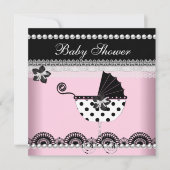 Cute Baby shower Baby Girl Pink Black Pearl Kaart (Voorkant)