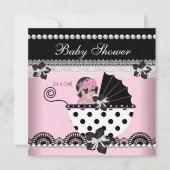 Cute Baby shower Baby Girl Pink Black Pearl Kaart (Voorkant)