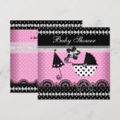 Cute Baby shower Baby Girl Pink Black Spot Kaart (Voorkant / Achterkant)