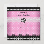 Cute Baby shower Baby Girl Pink Black Spot Kaart (Achterkant)