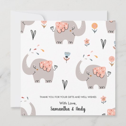 Cute Baby shower bedankt Briefkaart (Achterkant)