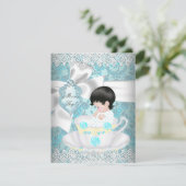Cute Baby shower Blauwgroen Boy of Girl Kaart (Staand voorkant)