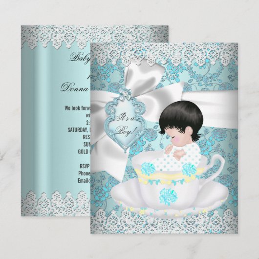 Cute Baby shower Blauwgroen Boy of Girl Kaart (Voorkant / Achterkant)