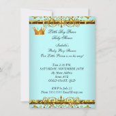 Cute Baby shower Blue Gold Boy Prince Crown 4 Kaart (Achterkant)