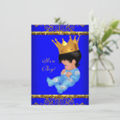 Cute Baby shower Blue Gold Boy Prince Crown 4 Kaart (Staand voorkant)