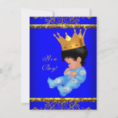 Cute Baby shower Blue Gold Boy Prince Crown 4 Kaart (Voorkant)