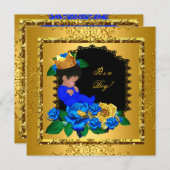 Cute Baby shower Blue Gold Boy Prince Crown 5 Kaart (Voorkant / Achterkant)