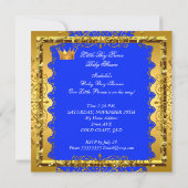 Cute Baby shower Blue Gold Boy Prince Crown 5 Kaart (Achterkant)