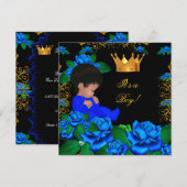 Cute Baby shower Blue Gold Boy Prince Crown 8 Kaart (Voorkant / Achterkant)