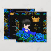 Cute Baby shower Blue Gold Boy Prince Crown 9 Kaart (Voorkant / Achterkant)