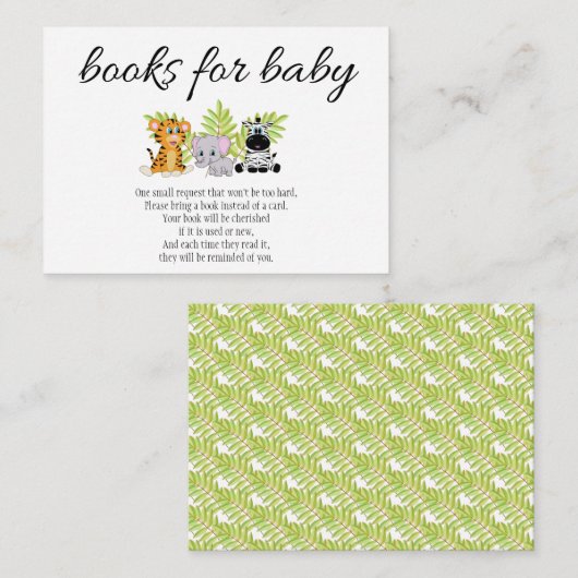 Cute Baby shower Books for Baby Oerwoud Safari Informatiekaartje (Voorkant / Achterkant)