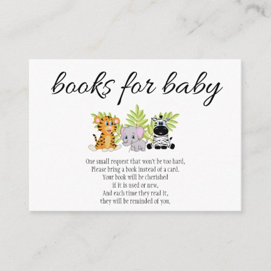 Cute Baby shower Books for Baby Oerwoud Safari Informatiekaartje (Voorkant)