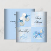 Cute Baby shower Boy Baby Blue Boots schoenen Kaart (Voorkant / Achterkant)