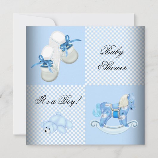 Cute Baby shower Boy Baby Blue Boots schoenen Kaart (Voorkant)