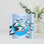 Cute Baby shower Boy Baby Blue Hammock Kaart (Staand voorkant)
