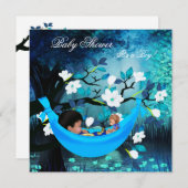 Cute Baby shower Boy Baby Blue Hammock Magical Kaart (Voorkant / Achterkant)