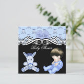 Cute Baby shower Boy Baby Blue White Kaart (Staand voorkant)