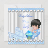 Cute Baby shower Boy Blue cupcake Spots Kaart (Voorkant)