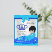 Cute Baby shower Boy Blue Little Prince Crown Kaart (Staand voorkant)