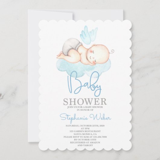 Cute Baby shower boy Uitnodiging (Voorkant)