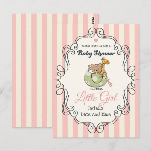 Cute Baby shower Briefkaart (Voorkant / Achterkant)
