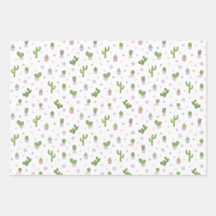 Cute Baby shower Cacti Party Pattern Inpakpapier Vel
