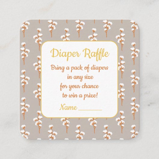 Cute Baby Shower Diaper Raffle Enclosure Card  Informatiekaartje (Voorkant)