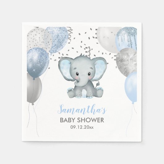 Cute Baby shower Elephant Boy Balloons Servet (Voorkant)
