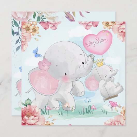 Cute Baby shower Feestdagenkaart (Voorkant / Achterkant)