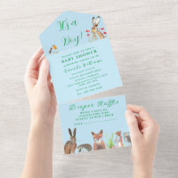 Cute Baby shower Fox Hare Het is een jongen Floral