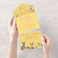 Cute Baby shower Fox Hare Het is een meisje