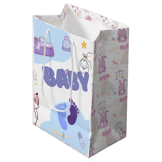 Cute Baby Shower Gift Bag Medium Cadeauzakje (Voorkant Gekanteld)