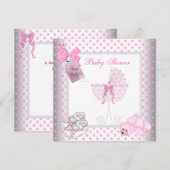 Cute Baby shower Girl Baby Pink Carriage Pram Kaart (Voorkant / Achterkant)