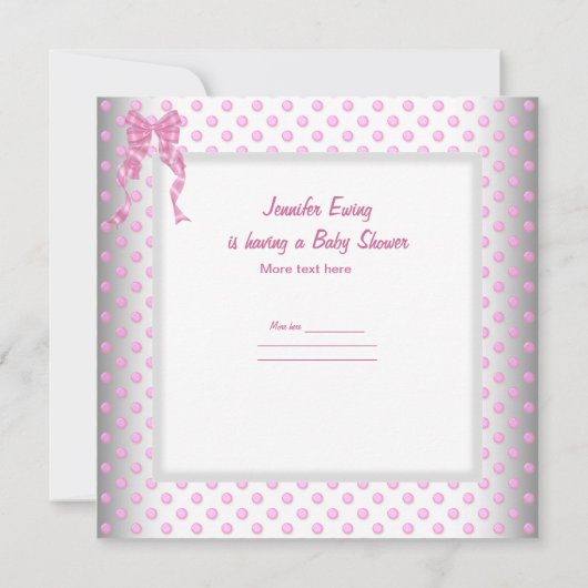 Cute Baby shower Girl Baby Pink Carriage Pram Kaart (Achterkant)