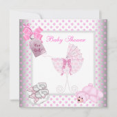 Cute Baby shower Girl Baby Pink Carriage Pram Kaart (Voorkant)