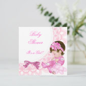 Cute Baby shower Girl Baby Pink White Kaart (Staand voorkant)
