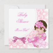 Cute Baby shower Girl Baby Pink White Kaart (Voorkant)
