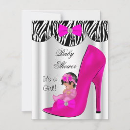Cute Baby shower Girl Hot Pink Baby Shoe Kaart