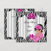 Cute Baby shower Girl Hot Pink Baby Zebra Kaart (Voorkant / Achterkant)