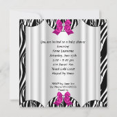 Cute Baby shower Girl Hot Pink Baby Zebra Kaart (Achterkant)
