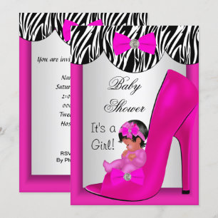 Cute Baby shower Girl Hot Pink etnische Baby 2E Kaart