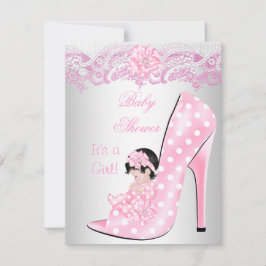 Cute Baby shower Girl Pink Baby Shoe Lace Kaart