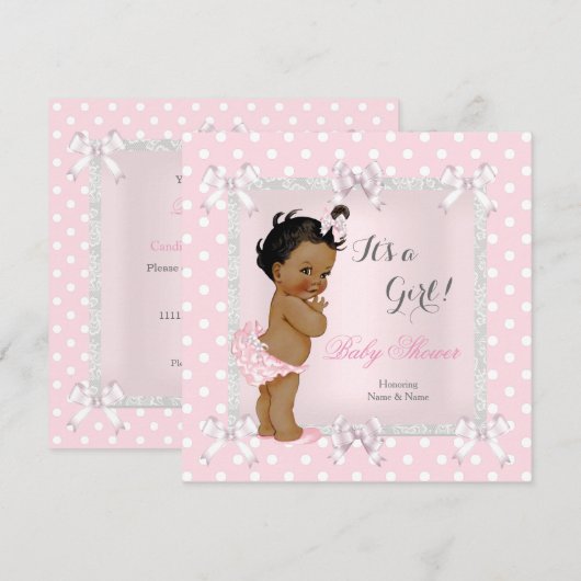 Cute Baby shower Girl Pink Grey Ethnic Kaart (Voorkant / Achterkant)
