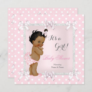 Cute Baby shower Girl Pink Grey Ethnic Kaart