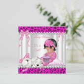 Cute Baby shower Girl Pink Leopard Cupcake 2 Kaart (Staand voorkant)