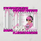 Cute Baby shower Girl Pink Leopard cupcake Kaart (Voorkant / Achterkant)