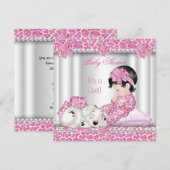 Cute Baby shower Girl Pink Leopard Kaart (Voorkant / Achterkant)