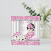 Cute Baby shower Girl Pink Leopard Kaart (Staand voorkant)