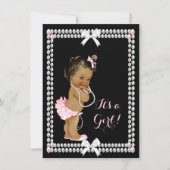 Cute Baby shower Girl Pink Pearls Black Ethnic Kaart (Voorkant)
