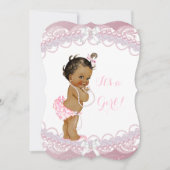 Cute Baby shower Girl Pink Pearls Lace Ethnic Kaart (Voorkant)